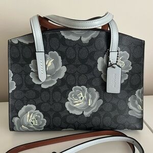 Coach Black and Gray Floral Satchel